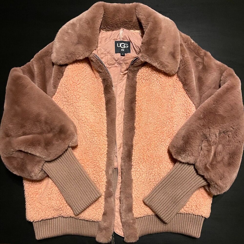 Ugg Sherpa Baseball Jacket Women's Faux Fur Augusta Women's Small
